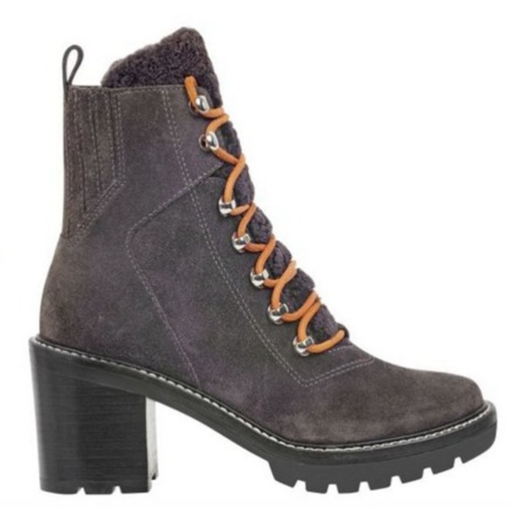 Marc Fisher Charcoal Suede Heeled Boots